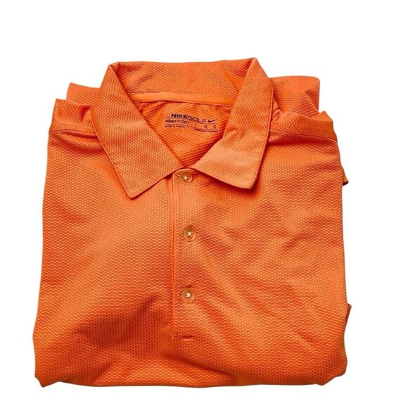 Nike Golf Dry Fit Polo Orange Shirt Swoosh Logo Mens Size L - Picture 7 of 8